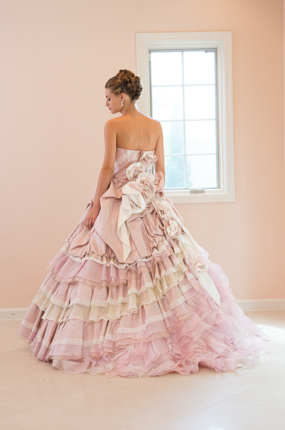 カラードレス ウェディング マーメイドドレス 9号 ピンク ドレス 